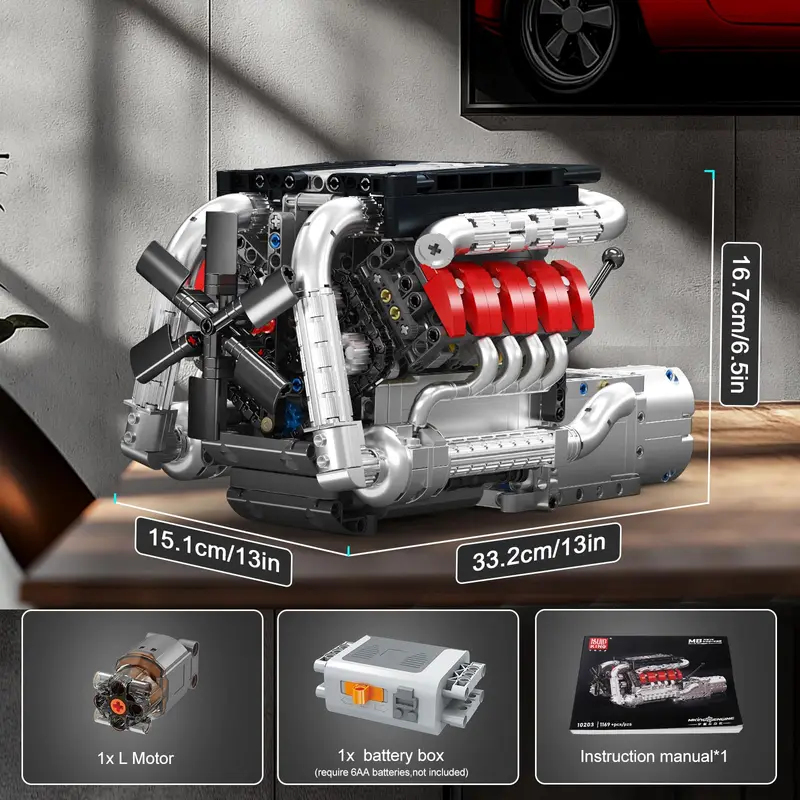 Mould King 10203 1169Pcs Super - Model Kit Engine V8 review and price