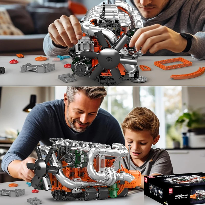 Mould King 10200 V8 Twin-Turbo - Model Kit Engine V8 review and price